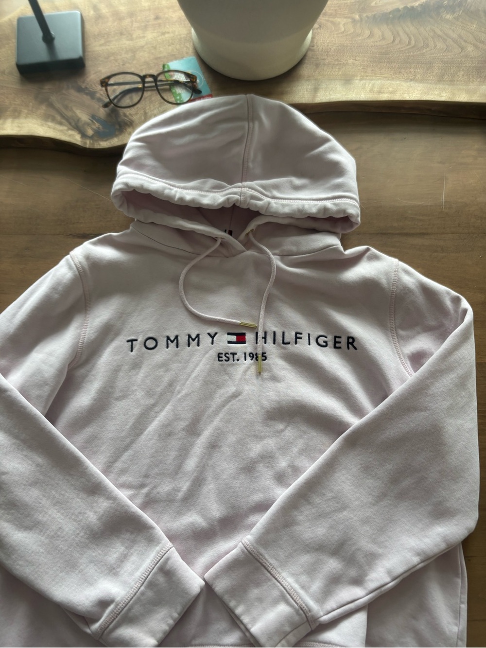 Tommy Hilfiger Pale Pink Logo Zip-Up Hoodie